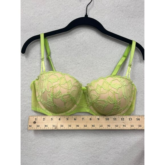 Women’s Victorias Secret Neon Green Lace Overlay Balconette Bra Size 36D #6266 - Picture 12 of 12